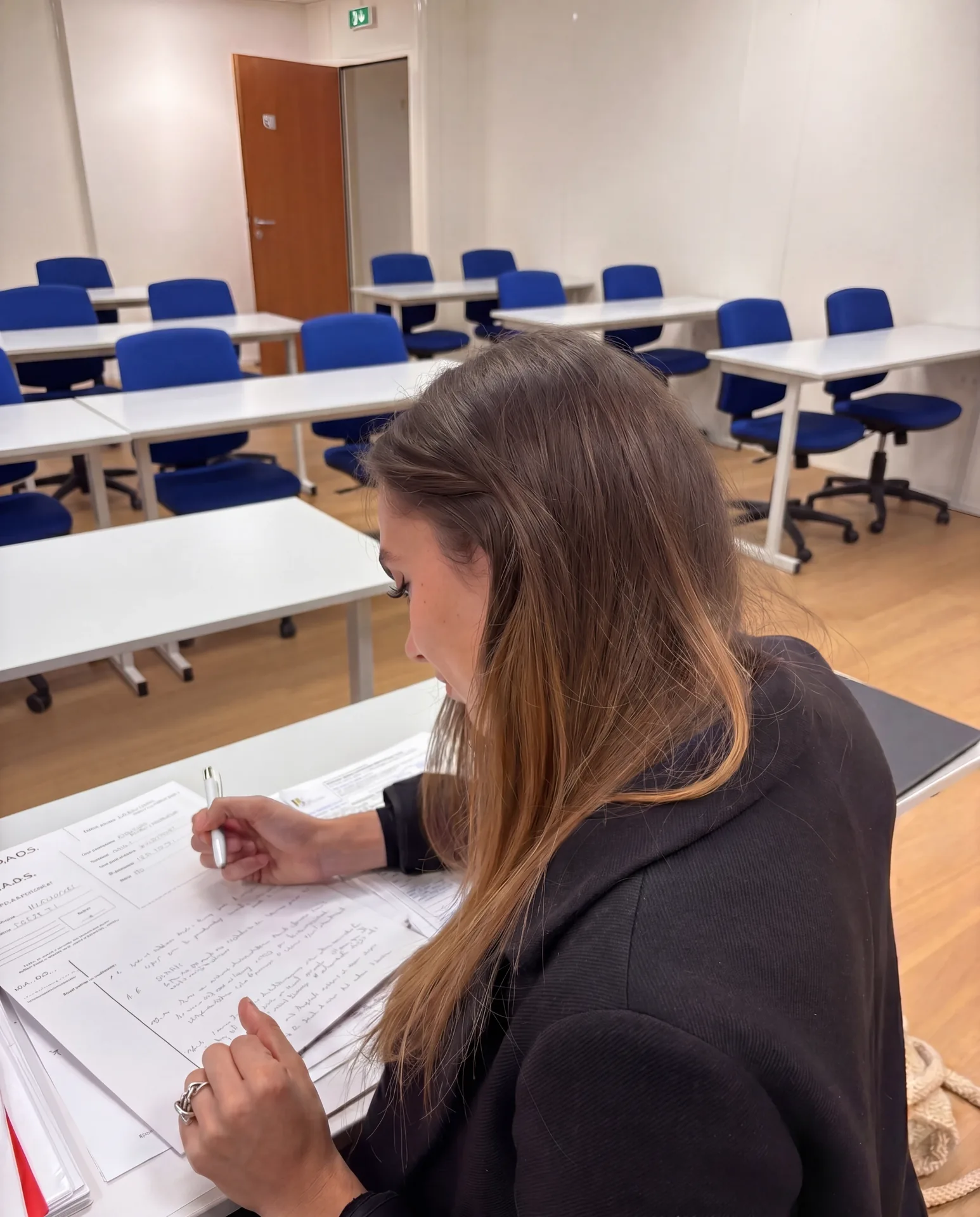 Marie Terki au travail sur ses recherches en droit